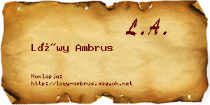 Lőwy Ambrus névjegykártya